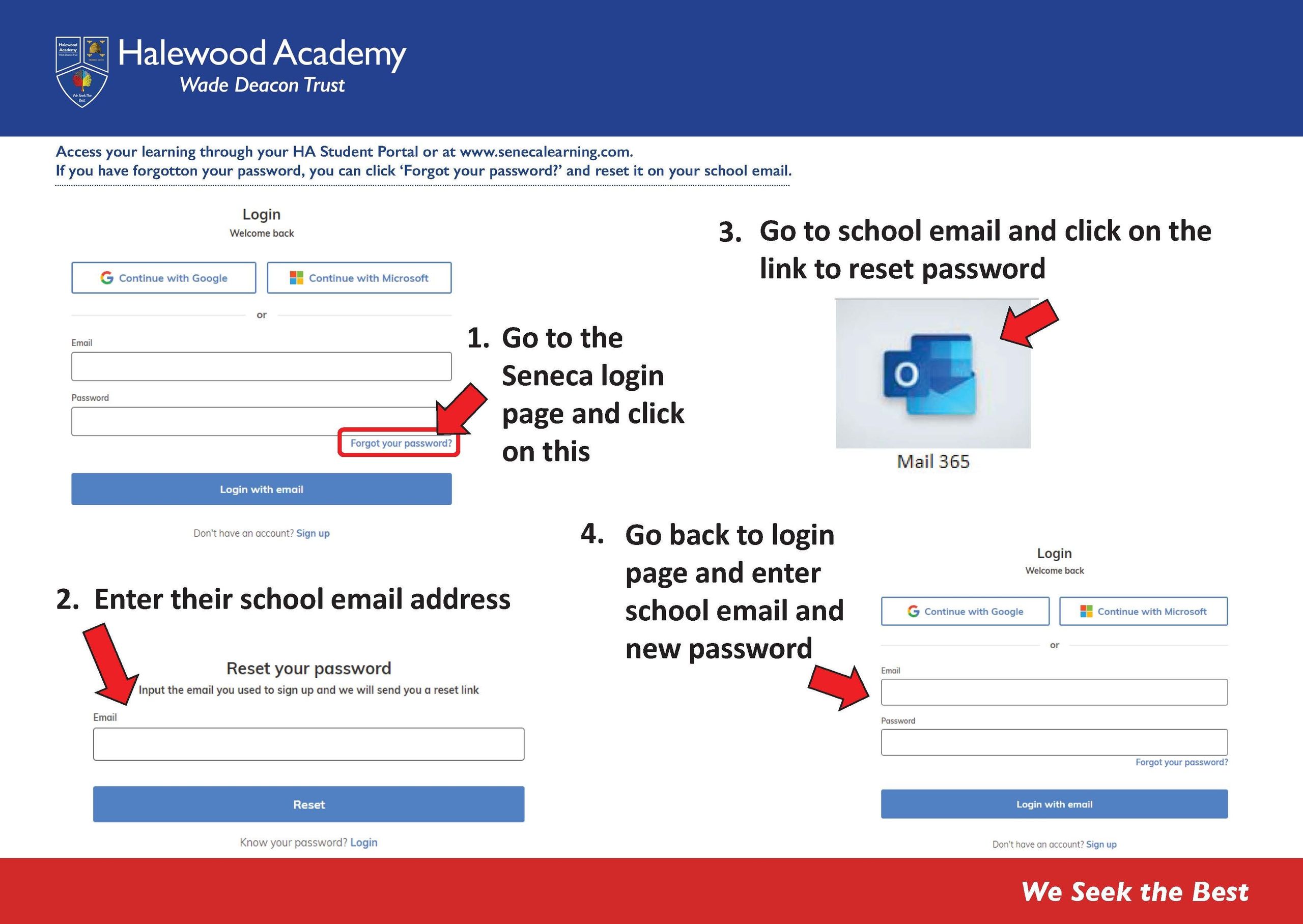 Halewood Academy - Resetting Seneca Passwords