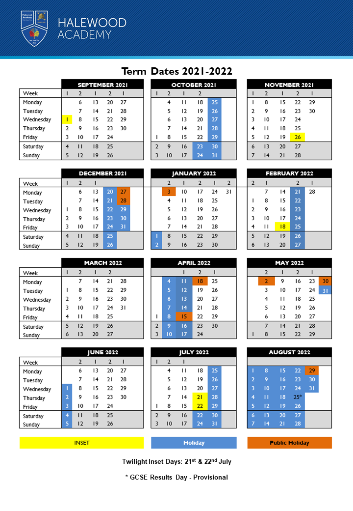 Halewood Academy Term Dates